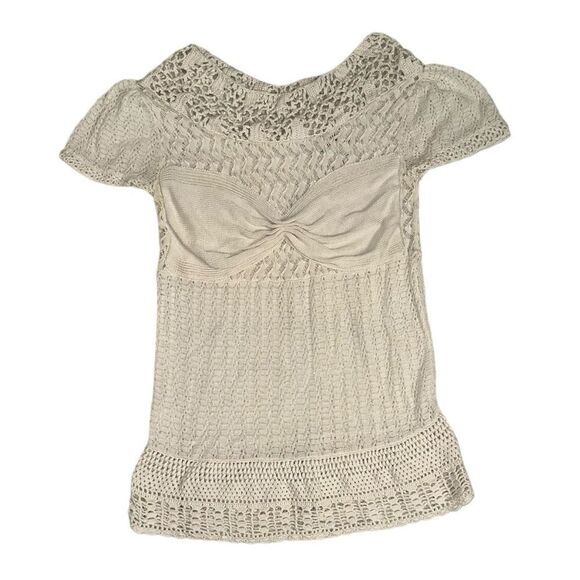 BCBGMAXAZRIA Runway Silk Blend Crochet Lace Top Size Small - Picture 4 of 16